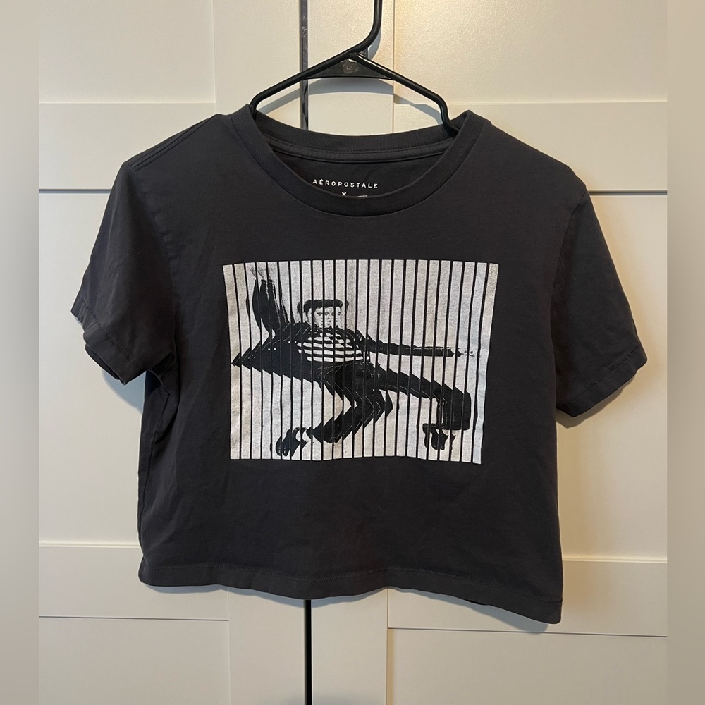 Aeropostale x Elvis Presley Charcoal Graphic Crop Top